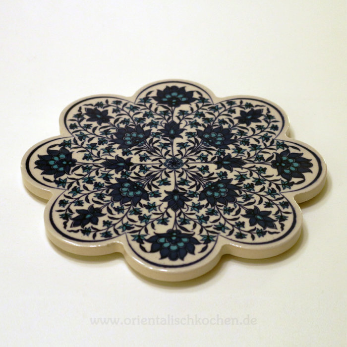 Topf-Untersetzer orientalisch Iznik Design Blütenform Blau Weiss 18.5 cm